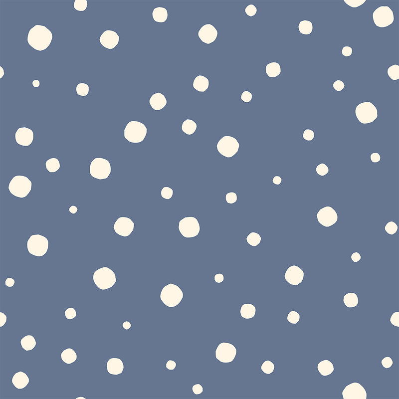Blue with Cream White Polka Dots Pattern by Sherry Hall