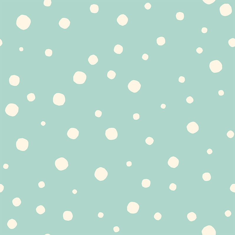 Teal with Cream White Polka Dots Pattern by Sherry Hall
