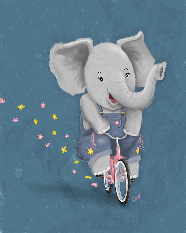 Elephant on Bicycle artwork by Sherry Hall